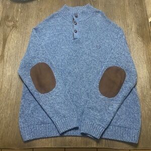 Chaps Est. 1978 Men's XXL‎ Blue Knit Sweater with Elbow Patches